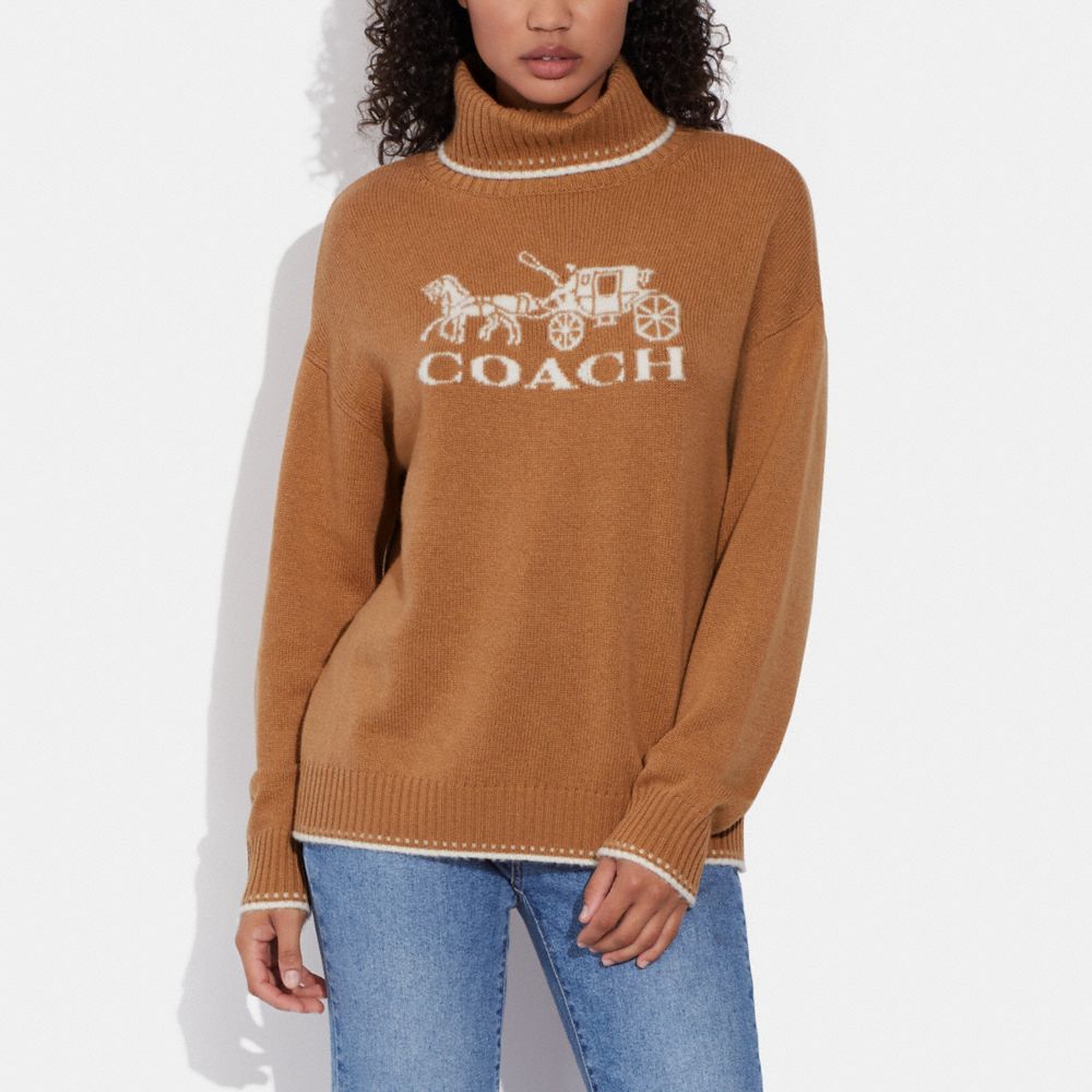 COACH®,オーバーサイズド タートルネック,トップス&ワンピース,ｷｬﾒﾙ