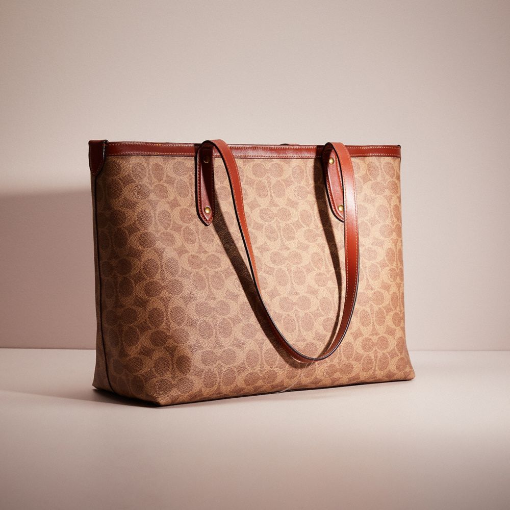 Coach central tote with zip in signature canvas new arrivals