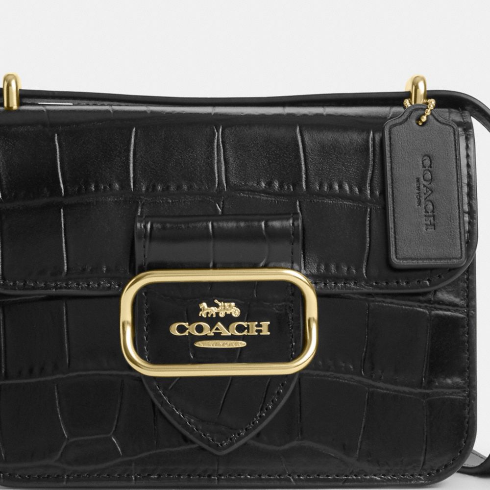 COACH®,Morgan Square Crossbody Bag,Leather,Crossbody,Belt,Gusset,Gold Metal,Day Party,Black