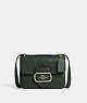 COACH®,MORGAN SQUARE CROSSBODY,Embossed Leather,Small,Gold/Amazon Green,Front View