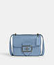 COACH®,MORGAN SQUARE CROSSBODY,Embossed Leather,Small,Gunmetal/Cornflower,Front View