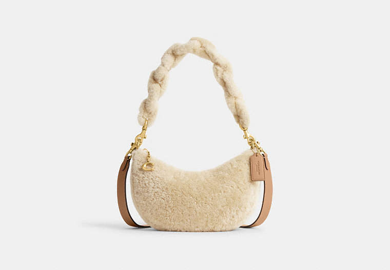 COACH®,MIRA SHOULDER BAG,Leather,Medium,Brass/Beige,Front View