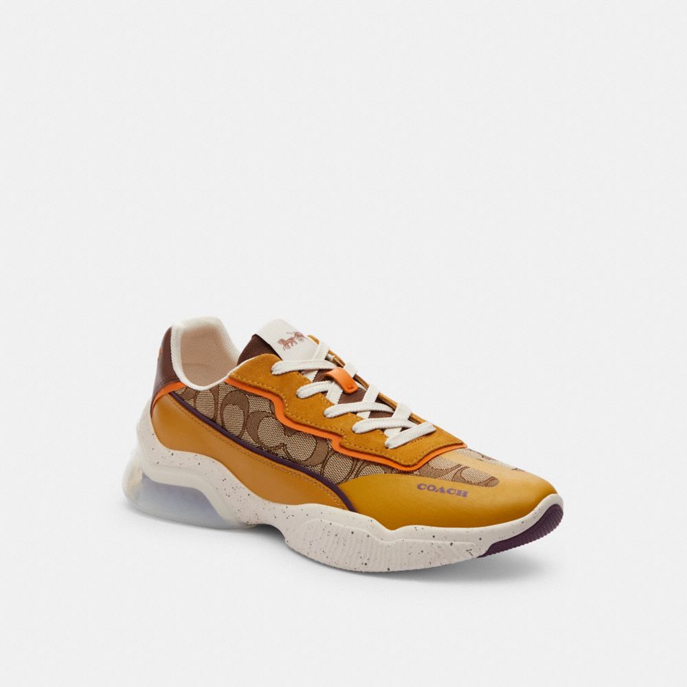 COACH®,CITYSOLE RUNNER IN SIGNATURE JACQUARD,Flax,Front View