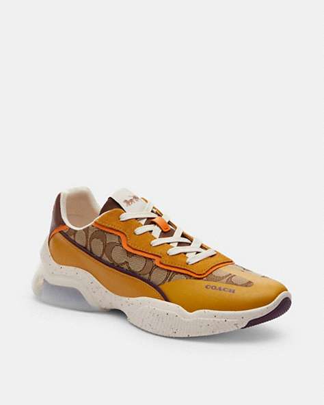 COACH®,CITYSOLE RUNNER IN SIGNATURE JACQUARD,Mixed Material,Flax,Front View