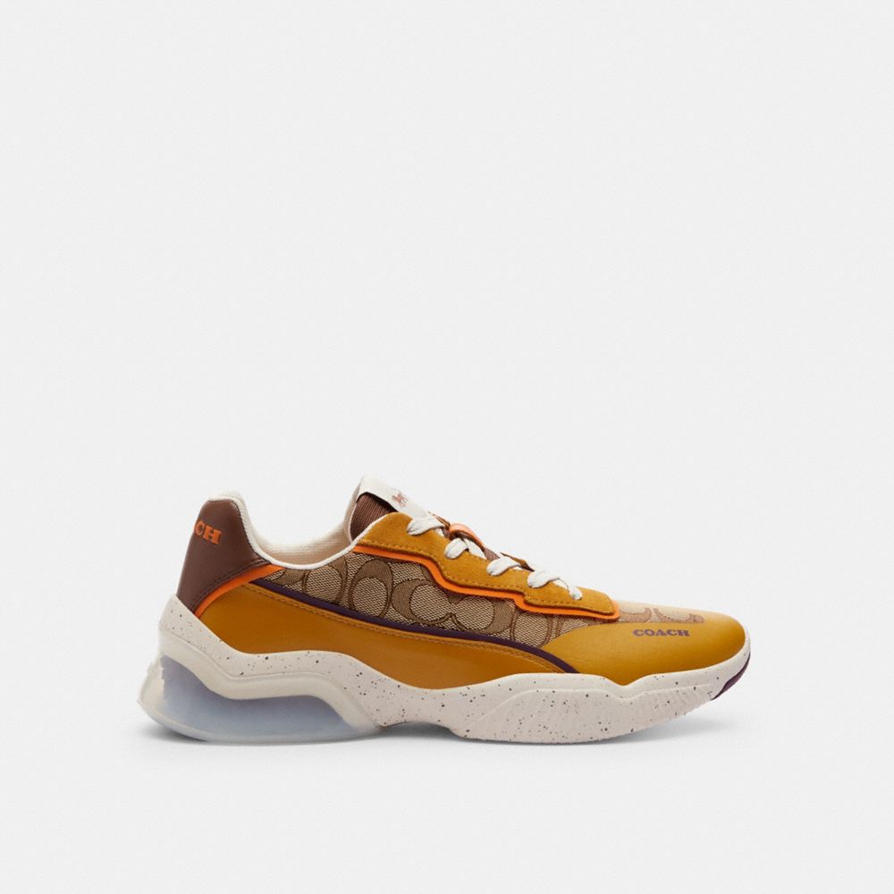 COACH®,CITYSOLE RUNNER IN SIGNATURE JACQUARD,Flax,Angle View