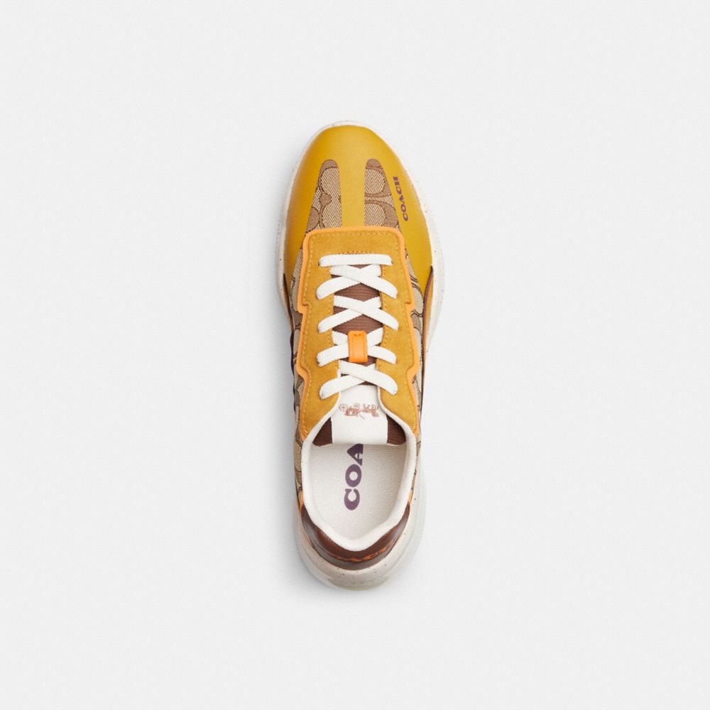 COACH®,CITYSOLE RUNNER IN SIGNATURE JACQUARD,Flax,Inside View,Top View