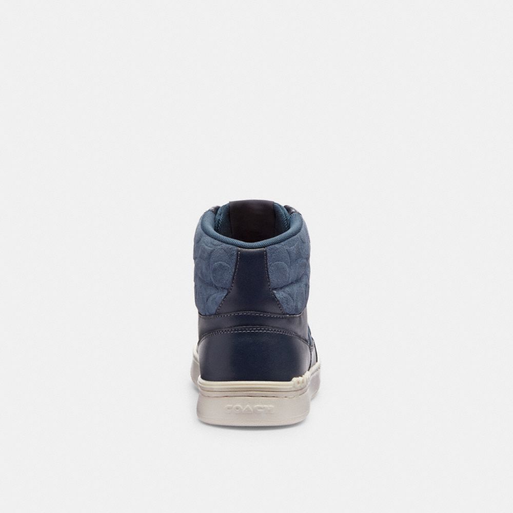COACH®,Clip Court High Top Sneaker In Signature,EVA,Suede,Rubber,Leather,High Top,Casual,Logo,Quilted,Color Block,Casual,Multi Color,Alternate View