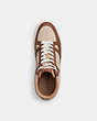 COACH®,CLIP COURT HIGH TOP SNEAKER IN SIGNATURE,Mixed Material,Taupe,Inside View,Top View