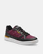 COACH®,CLIP COURT SNEAKER,Mixed Material,Deep Berry,Front View