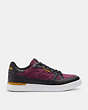 COACH®,CLIP COURT SNEAKER,Mixed Material,Deep Berry,Angle View