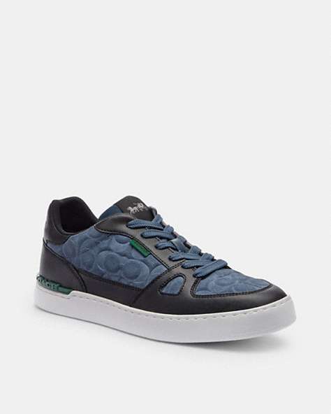 COACH®,CLIP COURT SNEAKER,Mixed Material,Denim,Front View