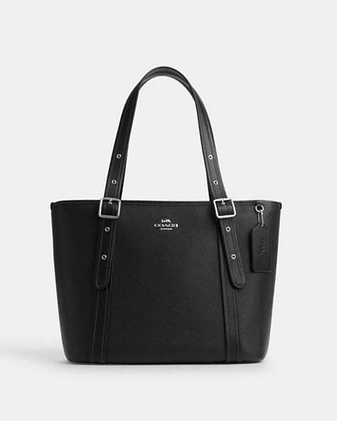 COACH®,ASHTON TOTE BAG,Leather,X-Large,Silver/Black,Front View