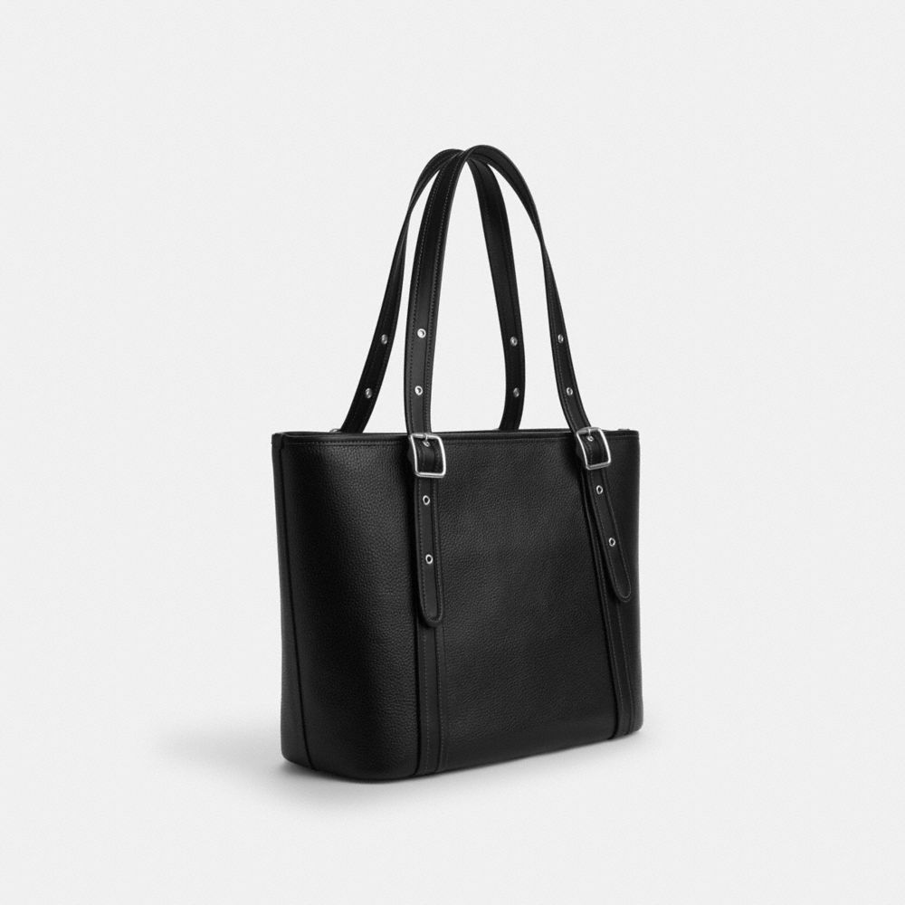 COACH®,ASHTON TOTE BAG,Pebbled Leather,X-Large,Silver/Black,Angle View