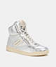 COACH®,C202 HIGH TOP SNEAKER,Silver,Front View