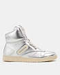 COACH®,C202 HIGH TOP SNEAKER,Silver,Angle View