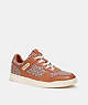 COACH®,C201 SNEAKER IN MICRO SIGNATURE JACQUARD,Signature Jacquard,Burnished Amber,Front View