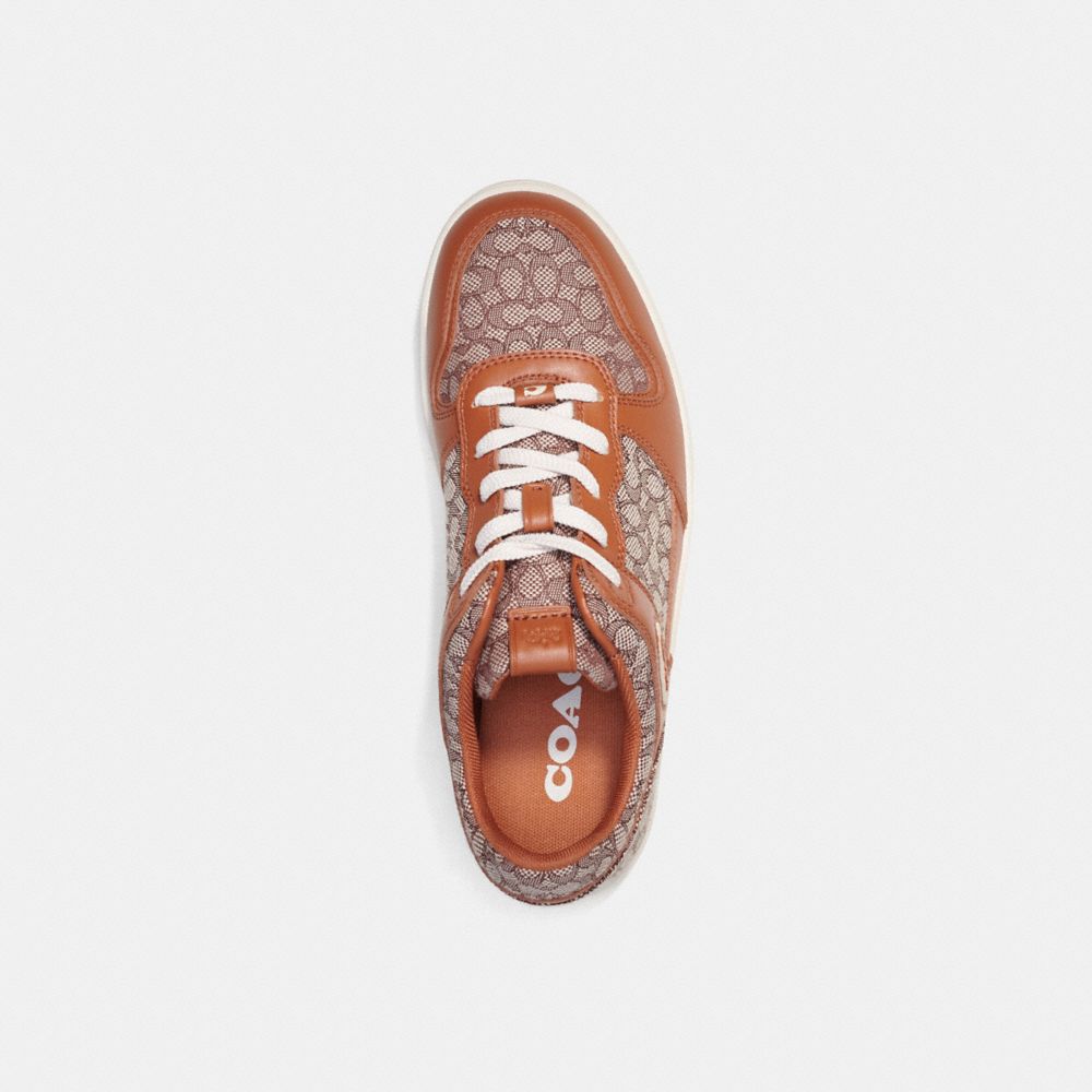 COACH®,C201 Sneaker In Micro Signature Jacquard,Leather,Rubber,Casual,Fabric,Color Block,Pull Tab,Casual,Multi Color,Inside View,Top View