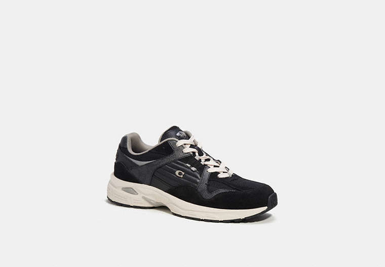 COACH®,C301 SNEAKER WITH SIGNATURE CANVAS,Charcoal/Black,Front View
