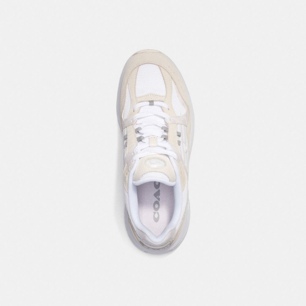 COACH®,C301 SNEAKER WITH SIGNATURE CANVAS,Suede,Chalk/ Optic White,Inside View,Top View