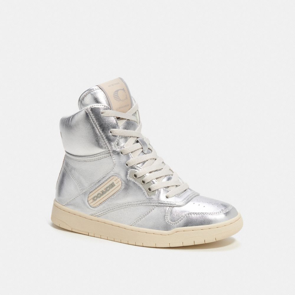 C202 High Top Sneaker In Silver Metallic