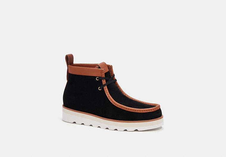 COACH®,CHUKKA BOOT,Suede,Black,Front View