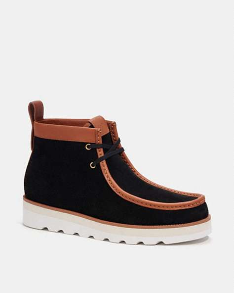 COACH®,CHUKKA BOOT,Suede,Black,Front View