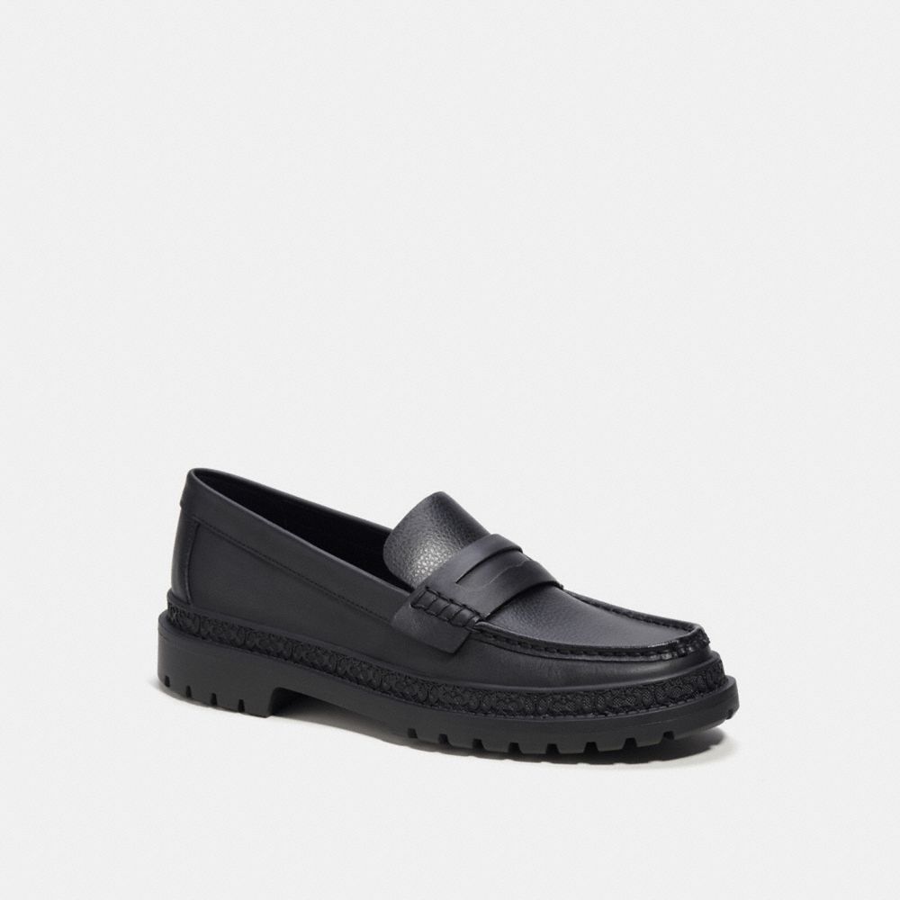 COACH®,MOCASSIN COOPER,PITONE LUCIDO,Noir,Front View