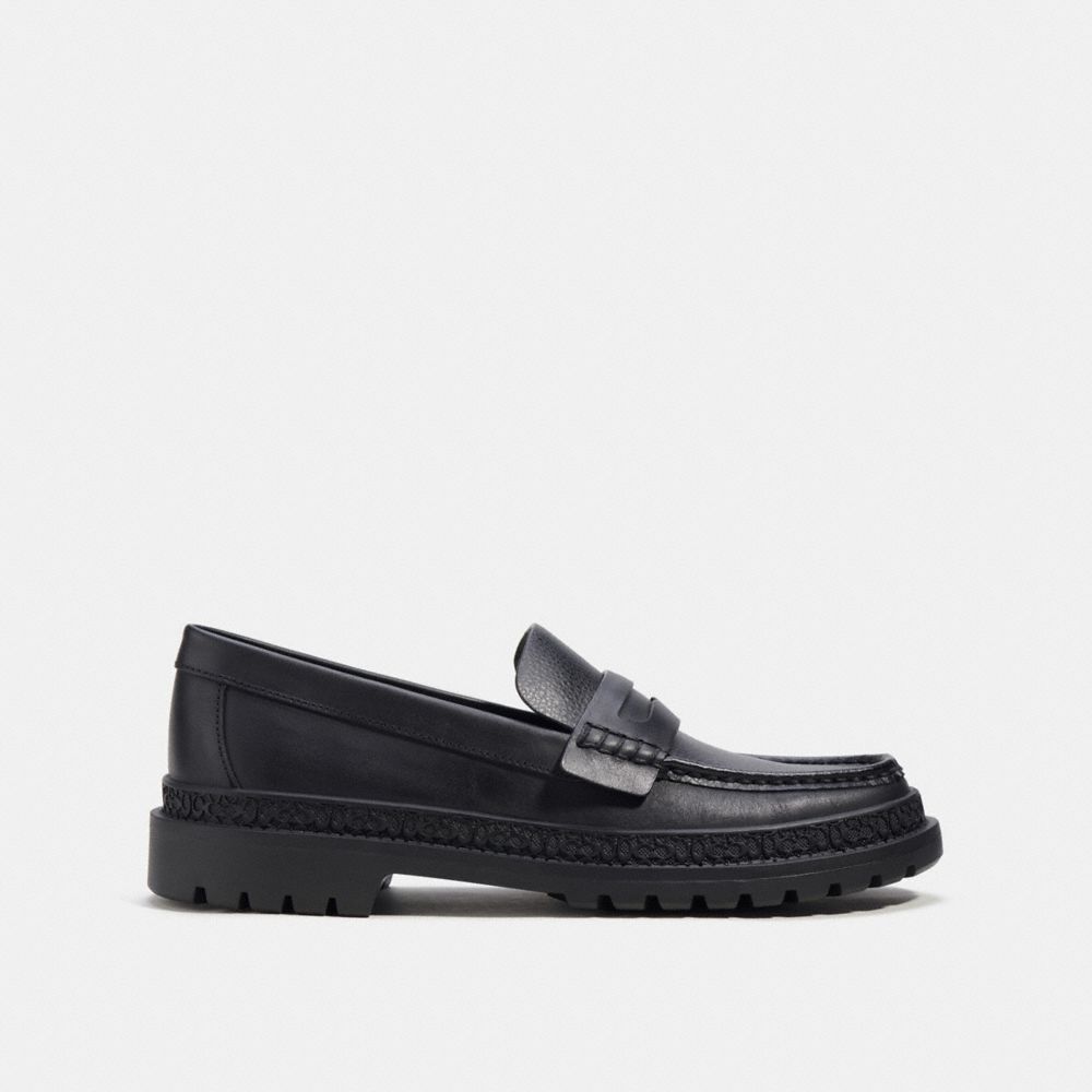 COACH®,COOPER LOAFER,Leather,Black,Angle View