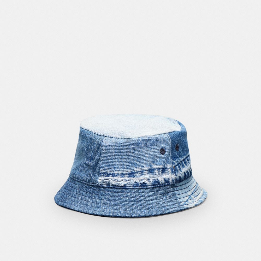 COACH®,Bucket Hat In Repurposed Denim,Repurposed denim,Denim,Front View