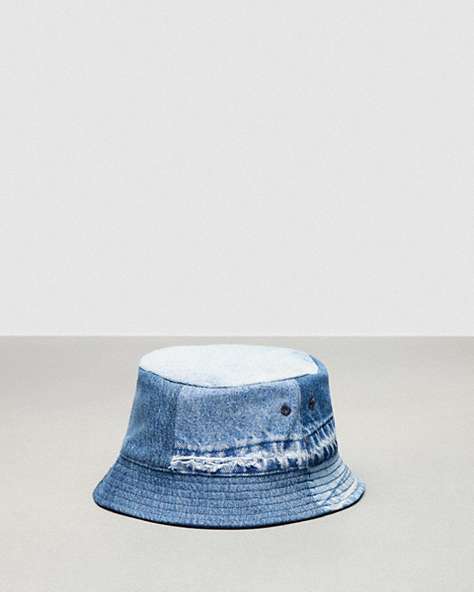 COACH®,Bucket Hat in Repurposed Denim,Repurposed denim,Denim,Front View