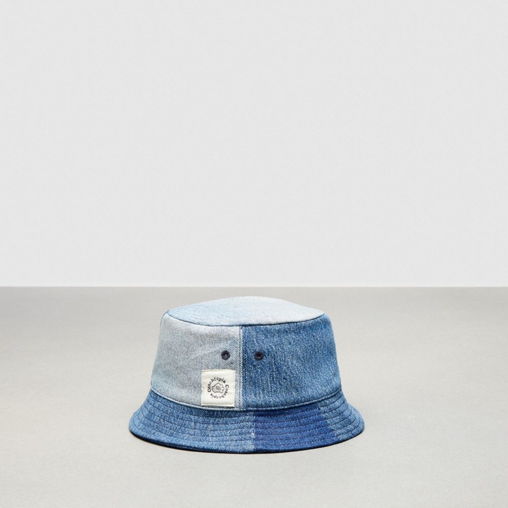 COACH®,Bucket Hat In Repurposed Denim,Repurposed denim,Denim,Back View