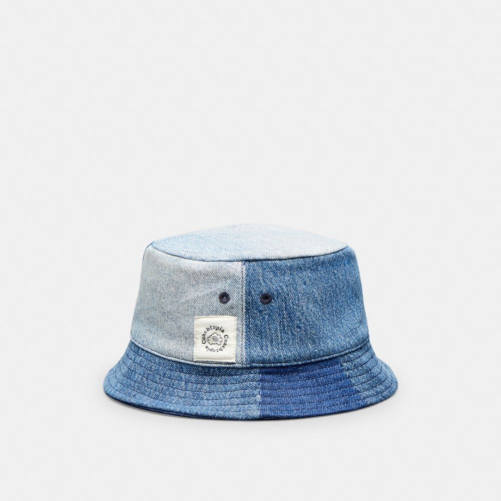 COACH®,Bucket Hat In Repurposed Denim,Repurposed denim,Denim,Back View