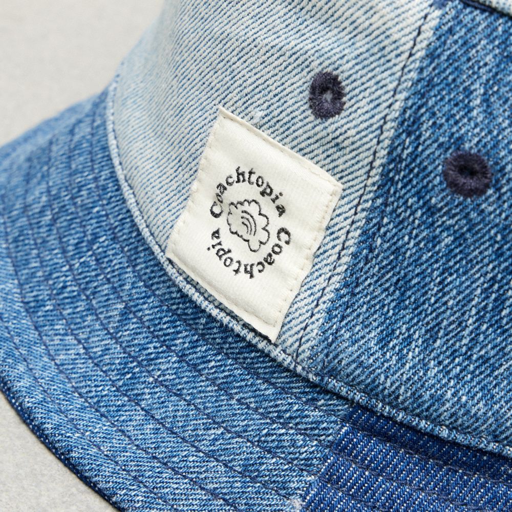 COACH®,Bucket Hat In Repurposed Denim,Repurposed denim,Denim