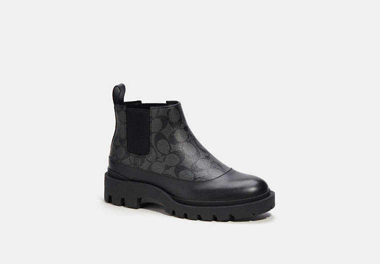 COACH®,CITYSOLE CHELSEA BOOT IN SIGNATURE CANVAS,Mixed Materials,Black,Front View image number 0