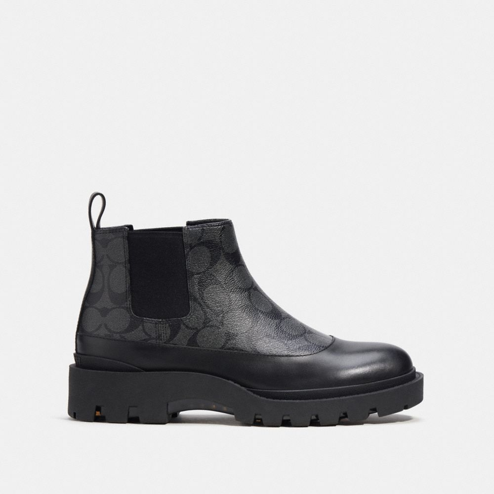 COACH®,CITYSOLE CHELSEA BOOT IN SIGNATURE CANVAS,Mixed Materials,Black,Angle View