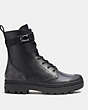 COACH®,TUCKER BOOT WITH SIGNATURE CANVAS,Leather,Black,Angle View
