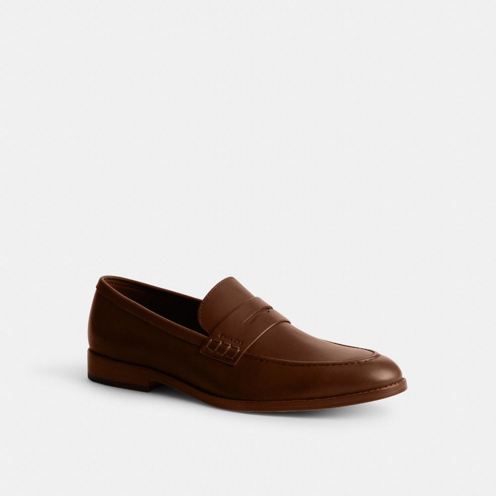 COACH®,DECLAN LOAFER,Leather,Dark Saddle,Front View