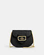 COACH®,MORGAN CARD CASE ON A CHAIN,Embossed Leather,Mini,Gold/Black,Front View