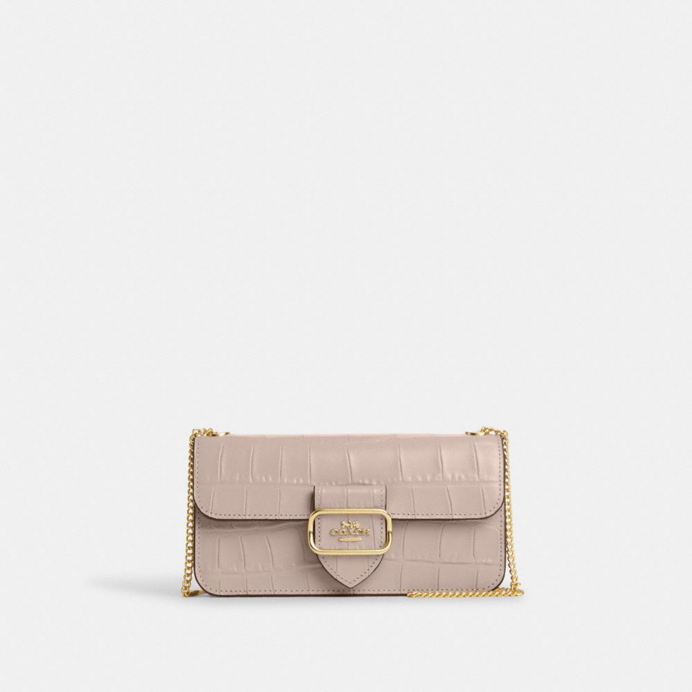 COACH®,MORGAN CROSSBODY,Novelty Leather,Mini,Gold/Grey Birch,Front View