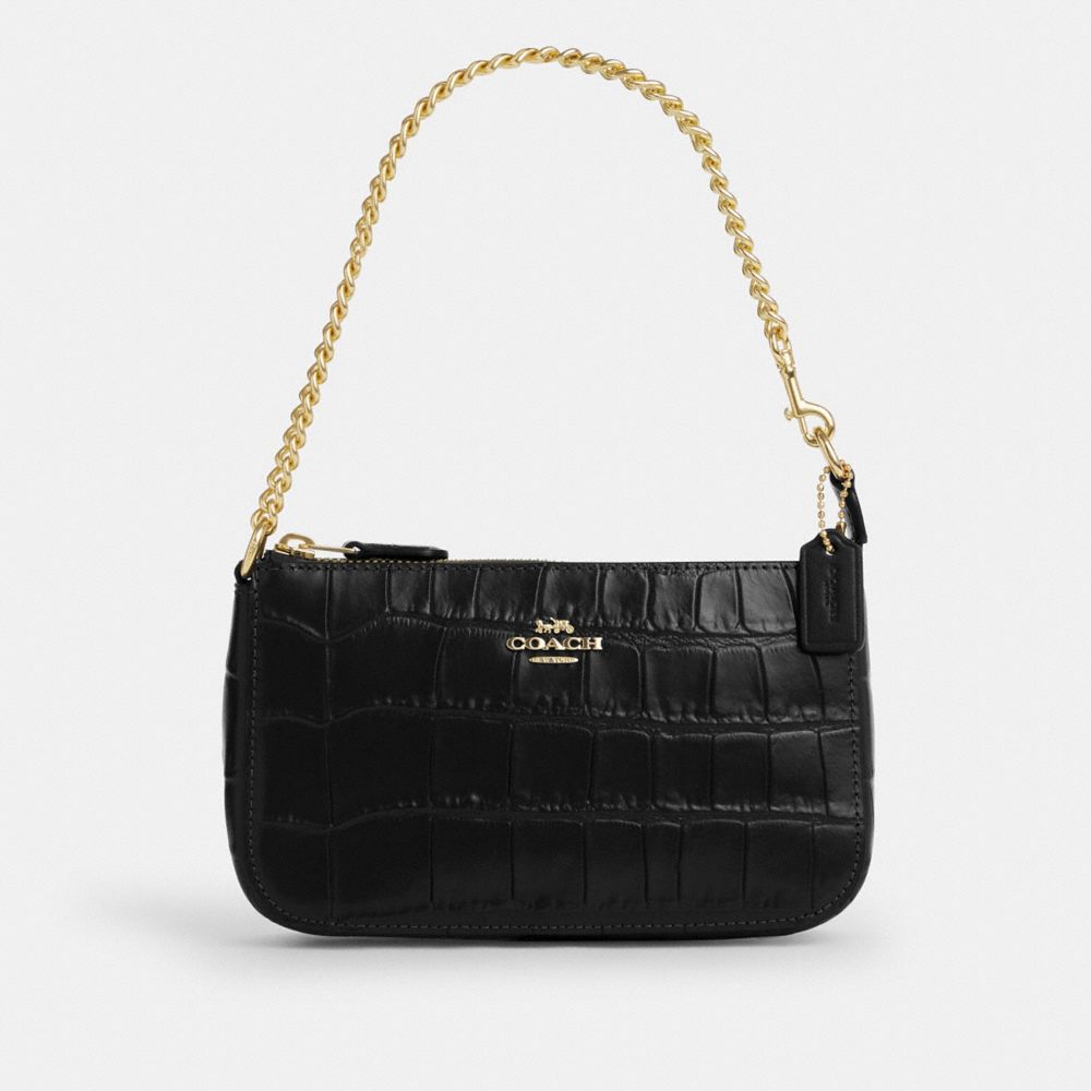 COACH®,NOLITA 19,Novelty Leather,Gold/Black,Front View