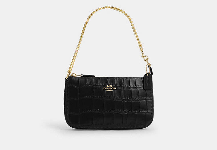 COACH®,NOLITA 19,Embossed Leather,Gold/Black,Front View