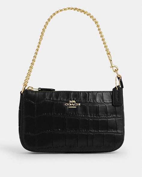 COACH®,NOLITA 19,Embossed Leather,Small,Gold/Black,Front View