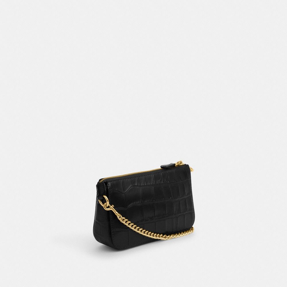 COACH®,Nolita 19,Leather,Wristlet,Baguette,Gold Metal,Day Party,Black,Angle View