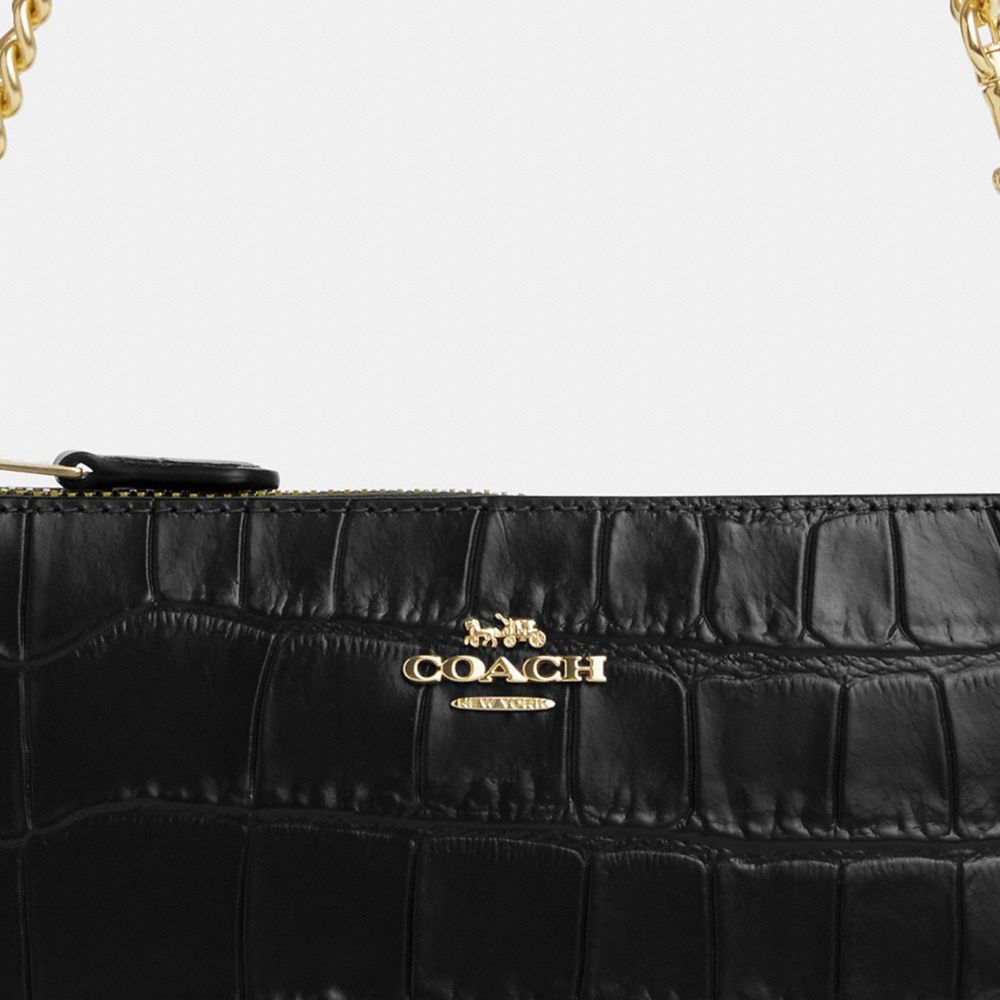 COACH®,Nolita 19,Leather,Baguette,Wristlet,Gold Metal,Day Party,Black