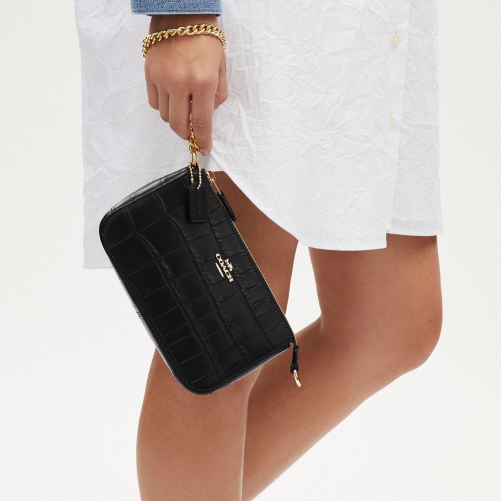 COACH®,Nolita 19,Leather,Wristlet,Baguette,Gold Metal,Day Party,Black,Detail View