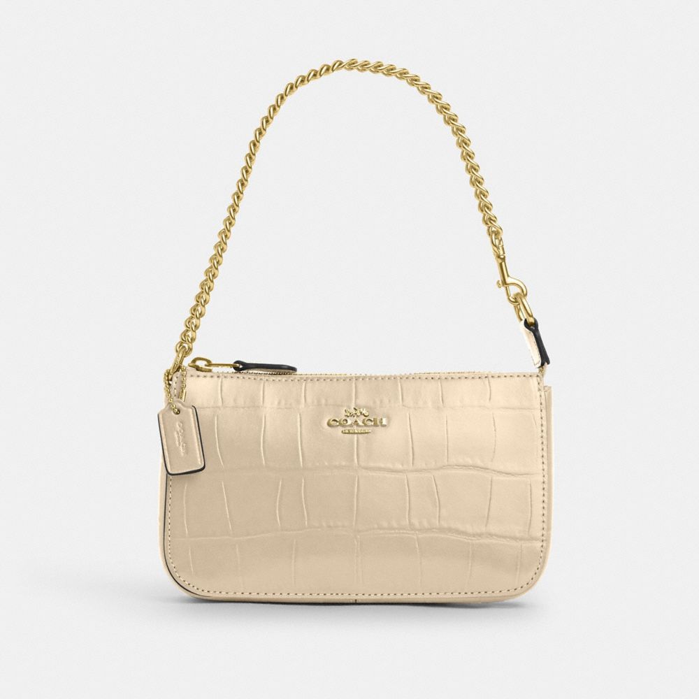 COACH®,NOLITA 19,Novelty Leather,Gold/Ivory,Front View