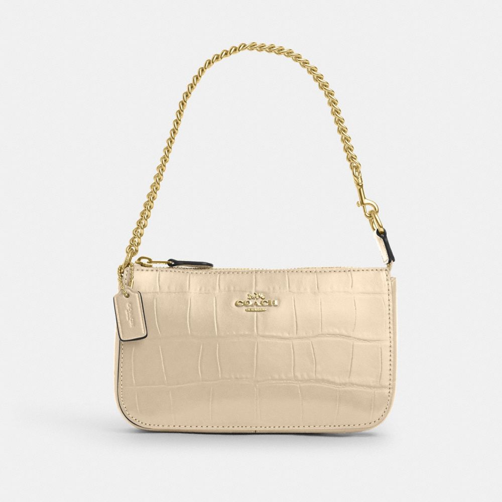 COACH®,NOLITA 19,Embossed Leather,Gold/Ivory,Front View