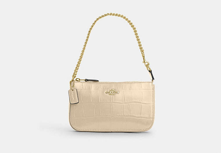COACH®,NOLITA 19,Embossed Leather,Small,Gold/Ivory,Front View image number 0
