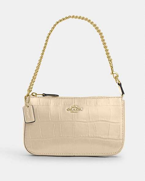 COACH®,NOLITA 19,Embossed Leather,Gold/Ivory,Front View