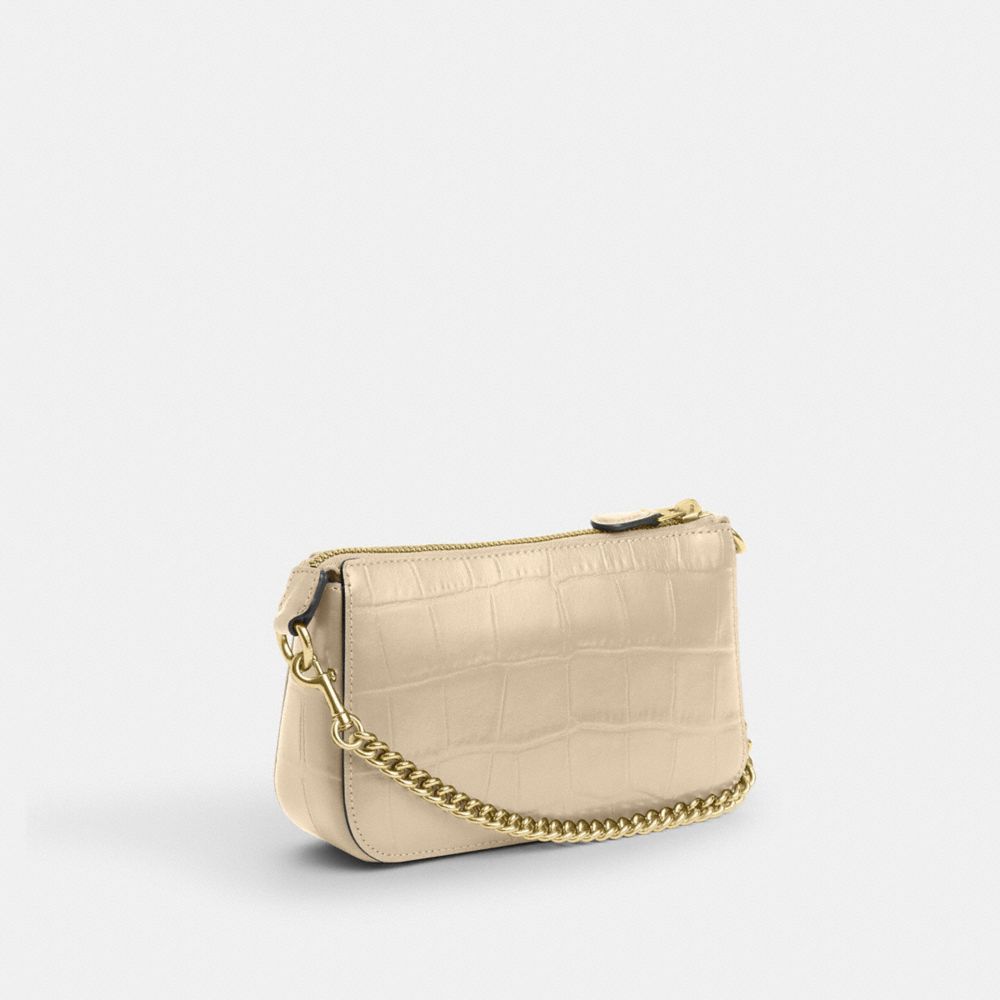 COACH®,NOLITA 19,Novelty Leather,Mini,Gold/Ivory,Angle View